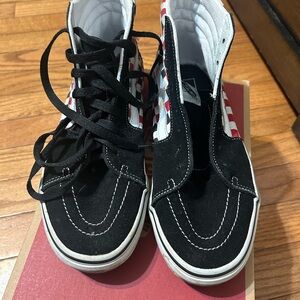 Vans Kids Black and Red Checkered High-Tops